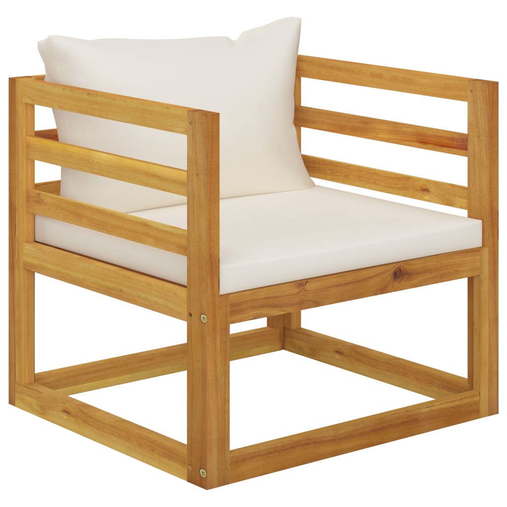 7 Piece Cream Garden Lounge Set with Cushions Solid Acacia Wood