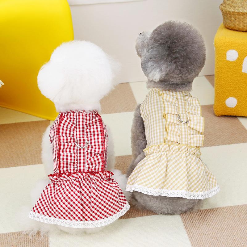 Faldo Teddy Bibi Bear Pomeranian Princess Skirt Summer Thin Small Dog Cat Mesh Skirt Cute Breathable Antistatic Pet Clothes