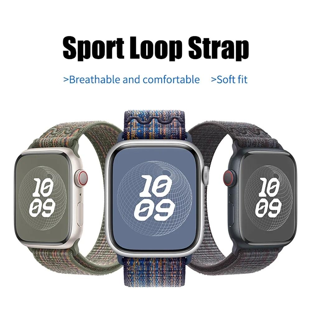 Nylon-Loop-Sportarmband für Apple Watch Band 49 mm 45 mm 44 mm 42 mm Armband für iWatch 9 8 7 6 5 SE Ultra 2 Armband