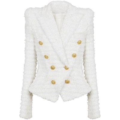 2024 Herbst/Winter Europäisches und amerikanisches Promi-Set aus Tweed mit Quastenkante und schmalem Blazer und Shorts
