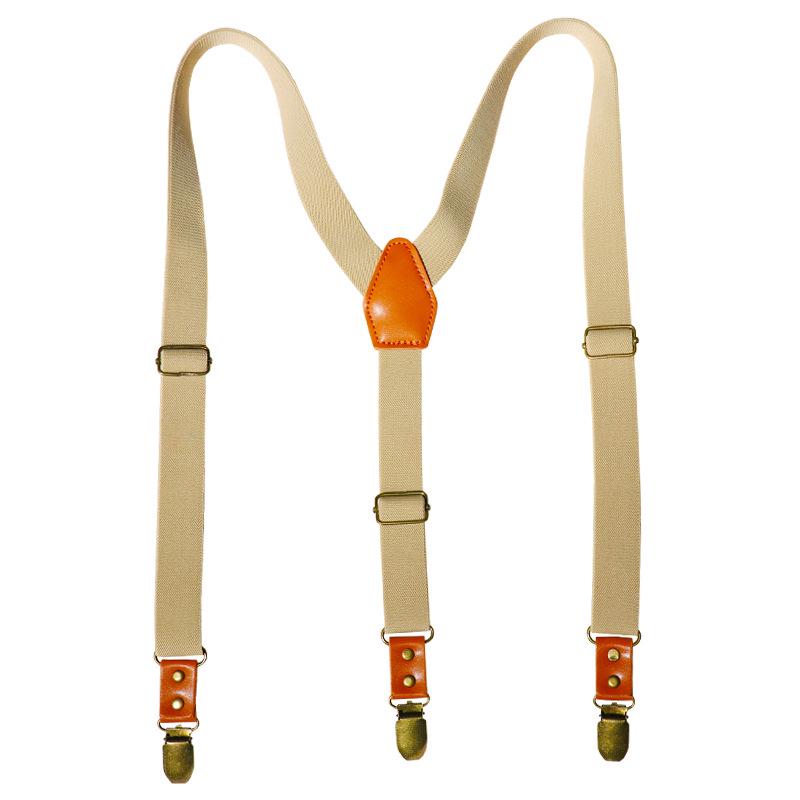 Retro British Y-Shaped Elastic Suspenders with Three Clips for Adults - Trendy and Versatile.