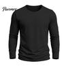 Einfaches Mode Unterhemd Herren Langarm T-Shirt, Baumwolle Leinen Rundhals Hemd, Einfarbige Bequeme Haus Loungewear Farbe Atmungsaktive Basisschicht