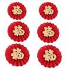 6pcs FU Character Wall Clings Decorative Fu Hanging Paper Fan for Festival Wedding Birthday Party Calligraphy Style