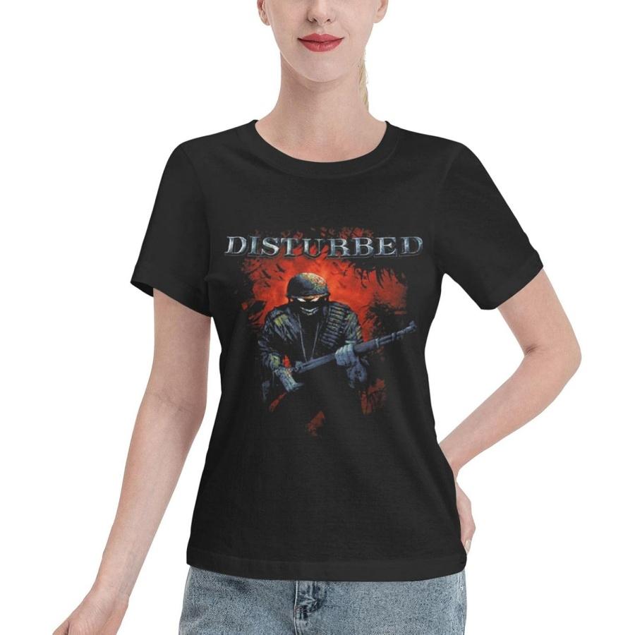 KJDMHMTE T-Shirts for Women Disturbed Band Women s Short Sleeve T-Shirts Casual Crew Neck Cotton Athletic T-Shirts(4) S