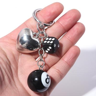 Lucky Dice Starburst Pendant Keychain, Hip Hop Cool Accessory Bag Ornament, Personalized Fashionista Versatile Jewelry