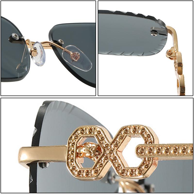 New Fashion Luxury Designer Sunglasses Women Rimless Flower Oval Elegant Shades Trendy Party Cute Glasses