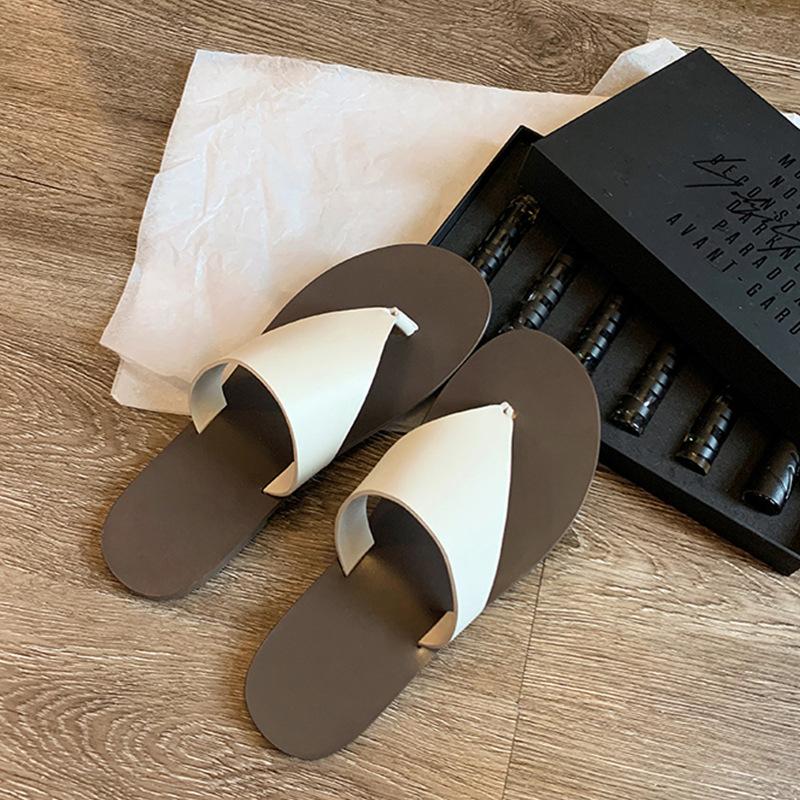 Grape Mother Studiolee New Fashionable Versatile Sexy Soft Leather Simple Triangular Toe Flat Slippers, Women