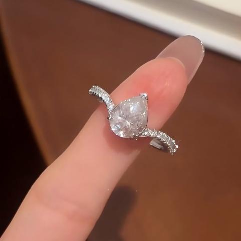 Pear Cut Moissanite Ring S925 Silver Bridal Promise Ring for Women Valentine Wedding Anniversary Gift