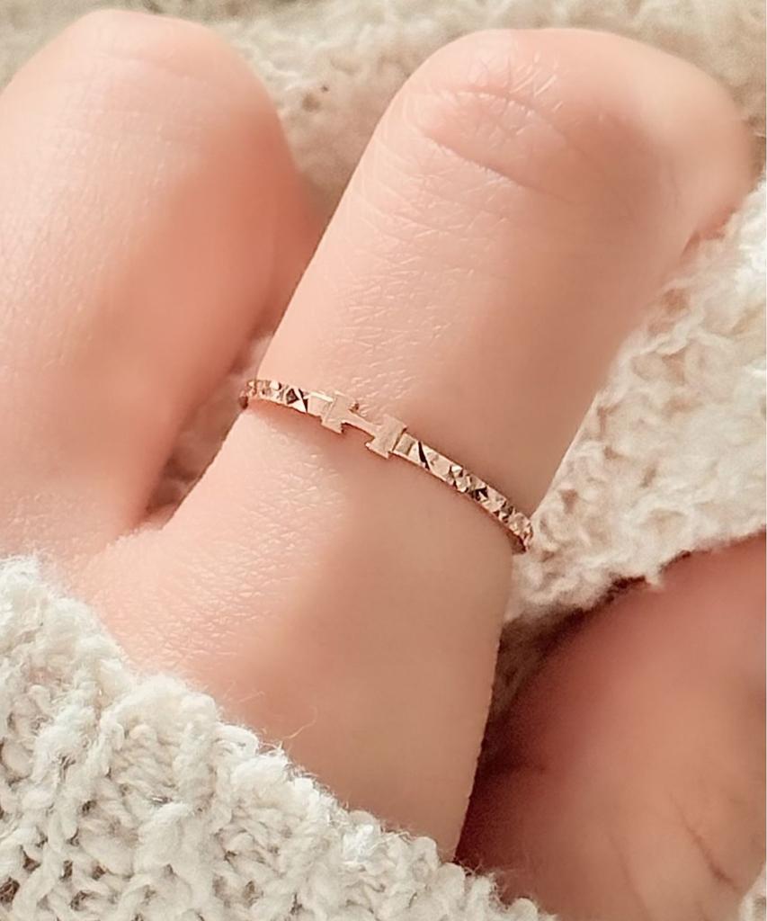Judien 14K 18K H-Cut Thin Ring