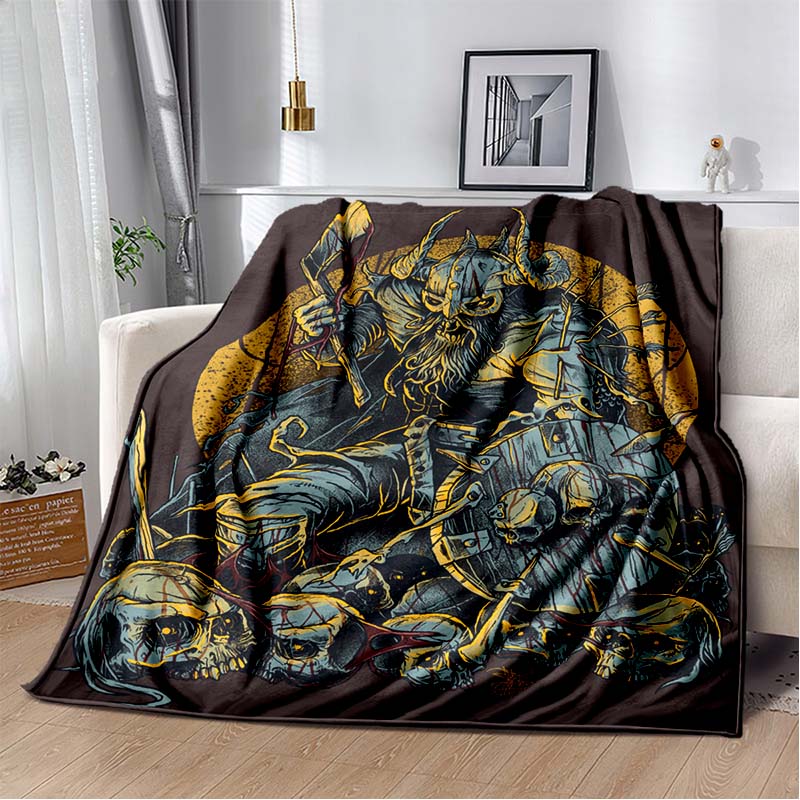 3D Viking Odin Valhalla Nordic Mythology Symbols Blanket,Soft Throw Blanket for Home Bedroom Bed Sofa Picnic Office Travel Cover