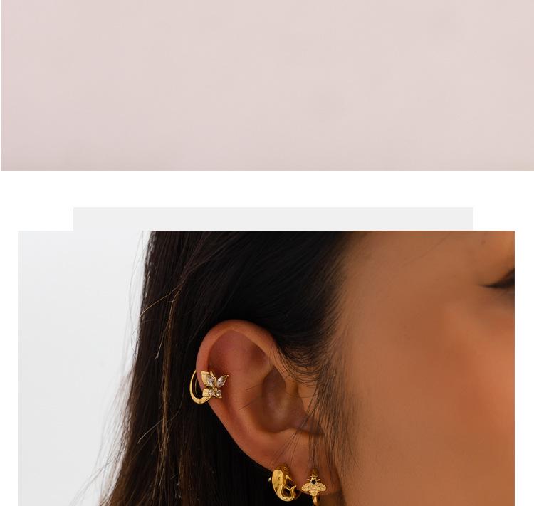 18k Gold Plated Rhinestone Butterfly Hoop Earrings - Women's Exquisite European & American Style