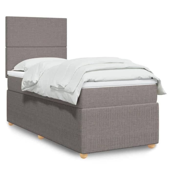 VidaXL Sommier à lattes de lit avec matelas Taupe 90x190 cm Tissu 3294208.
