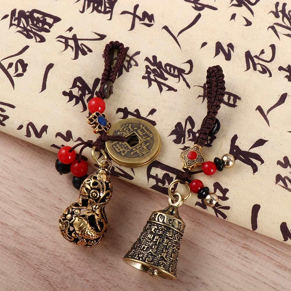 Bell Auspicious Gourd Fengshui Car Keyring Jewelry Findings Keychain Components Brass KeyChains