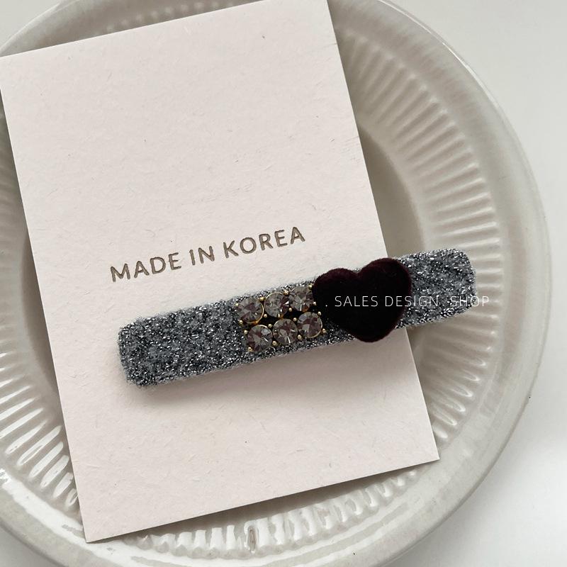Korean Style Rhinestone Heart Hair Clip - Fashionable, Versatile, Simple Design for Women