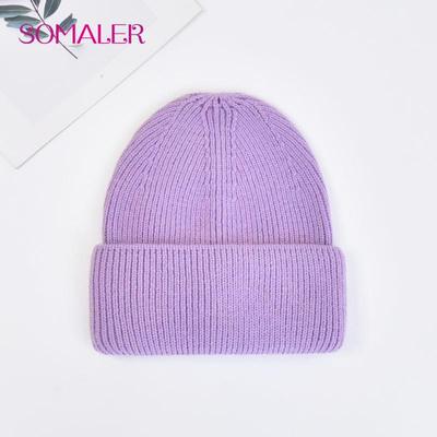 Wintermützen für Damen, Strickmützen aus australischer Wolle, Beanie für Damen, breite Manschettenmützen, Totenkopf-Skimützen