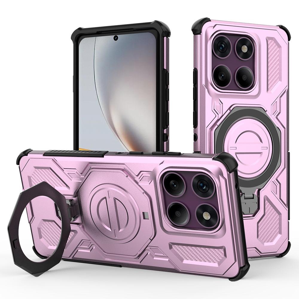 For Motorola Edge 60 Pro 5G Magnetic Case Rotating Metal Kickstand Shockproof PC+TPU Phone Back Cover