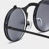 Vintage Style Steampunk Flip Sun Glasses Men's Retro Style Round Metal Material Sun Eyeglasses for Women's Brand Designer Fashion Circle Shades