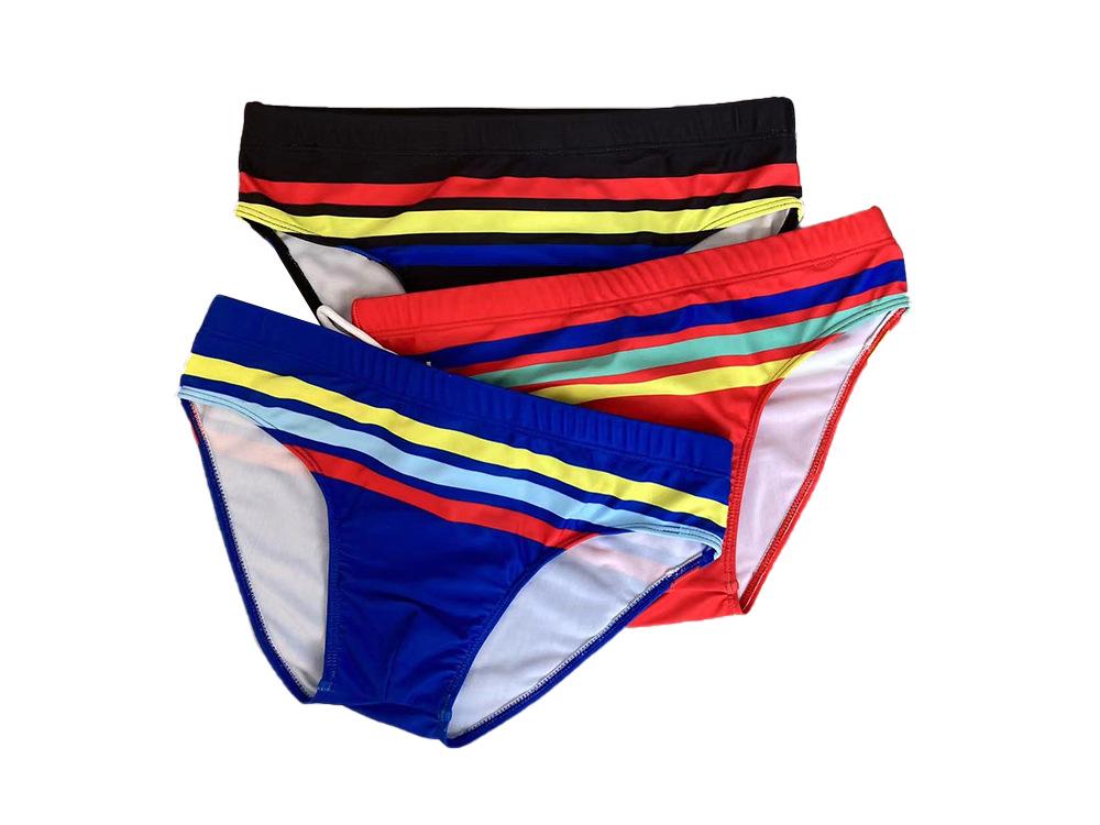 JESSBORN Men's Striped Swim Trunks - Stylish Youth Swimsuit for Beach, Pool, and Sports.