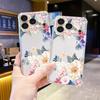 Korean fresh watercolor flower Apple 17 mobile phone case four corners anti-drop transparent case iP12pm e-commerce explosion