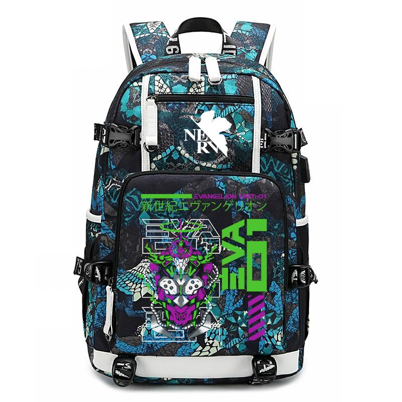 Evangelion Anime Print Student Rugzak Grote Capaciteit Casual Dagrugzak voor Jongens Meisjes School Reizen
