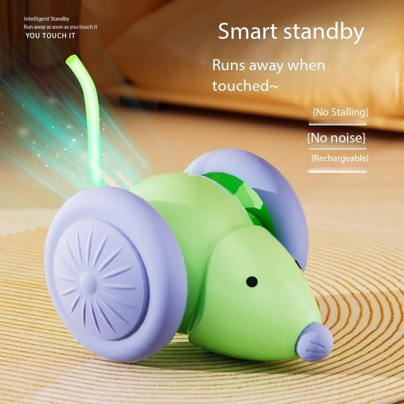 

Electric Mouse Car Interactive Cat Toy Automatic kitten Pet Toys Rechargeable Intelligent Obstacle Avoidance Teaser Cat Car Toy