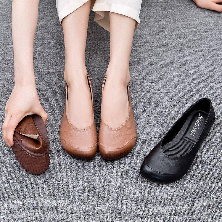 Large Size Single Shoes Women's 2026 Spring and Autumn New Style Commuting Flat Bottom Square Head Shallow Mouth Casual Comfortable Lazy Shoes
