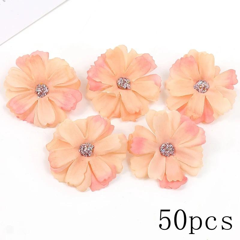Orange Series Rose Artificial Flower Head Home Room Decoration Living Outdoor Garden Wedding Decor DIY Party Gift Box Accessorie