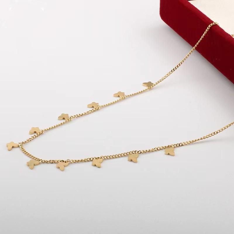 Multiple Small Butterfly Necklaces Women'S Light Luxury High-End Design Titanium Steel Non-Fading Collarbone Chain