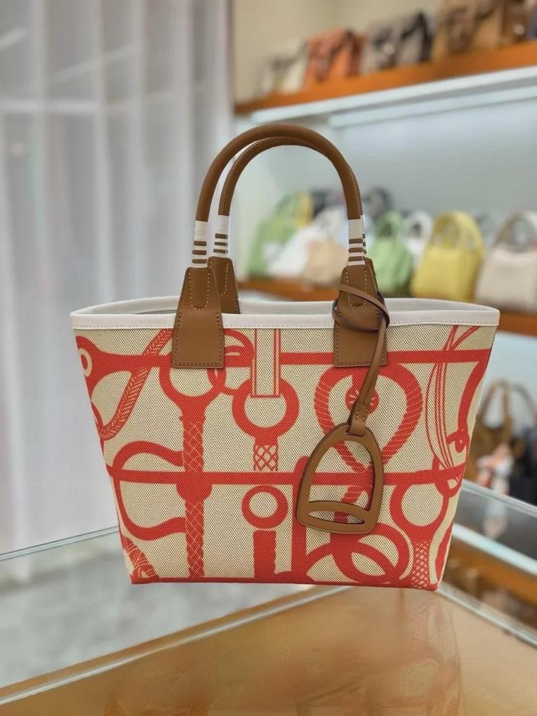 2025 Handmade Genuine Leather & Canvas Tote - Colorful Women's Garden Shopping Bag