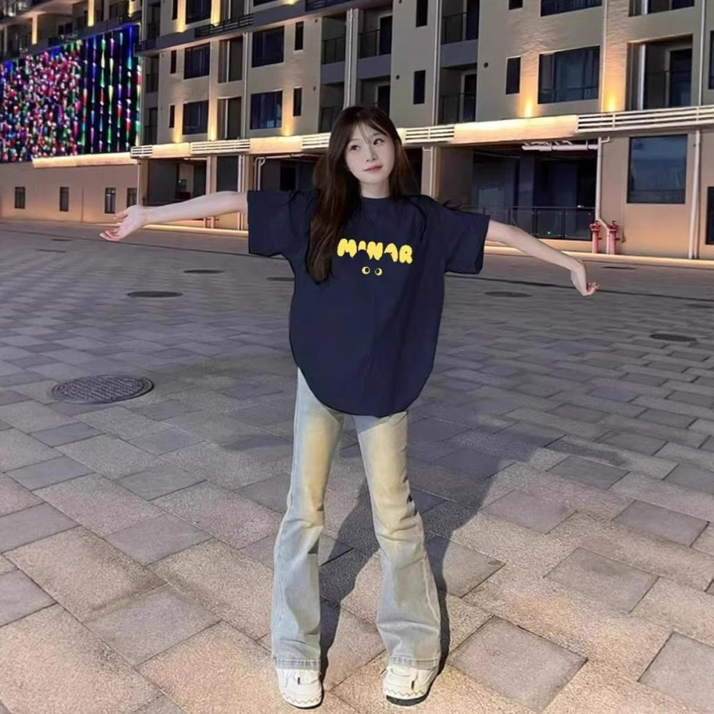Plus Size Women's American Style Pure Cotton Short Sleeve T-Shirt - Trendy Boyfriend Half Sleeve Top