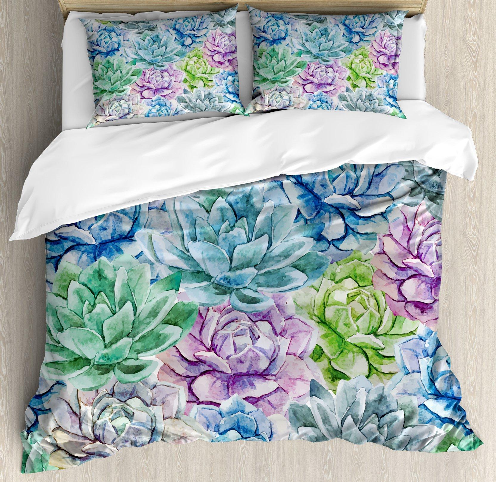 

Blue Flowers Duvet Covers for Kids Teens Adults Queen King Lightweight Quilt Cover with 2 Pillowcases Nature Themed Bedding Sets (135x200cm)