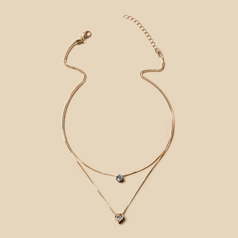 1 PC Alloy Fashion Multi-layer Love Lady Necklace, Inlaid With Rhinestone Drop Pendant