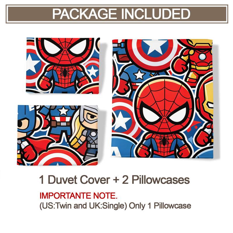 Cute Marvel Superhero Duvet Cover Set Comforter Cover Bedding Set No Filler For Teens Bedroom Living Room Decor