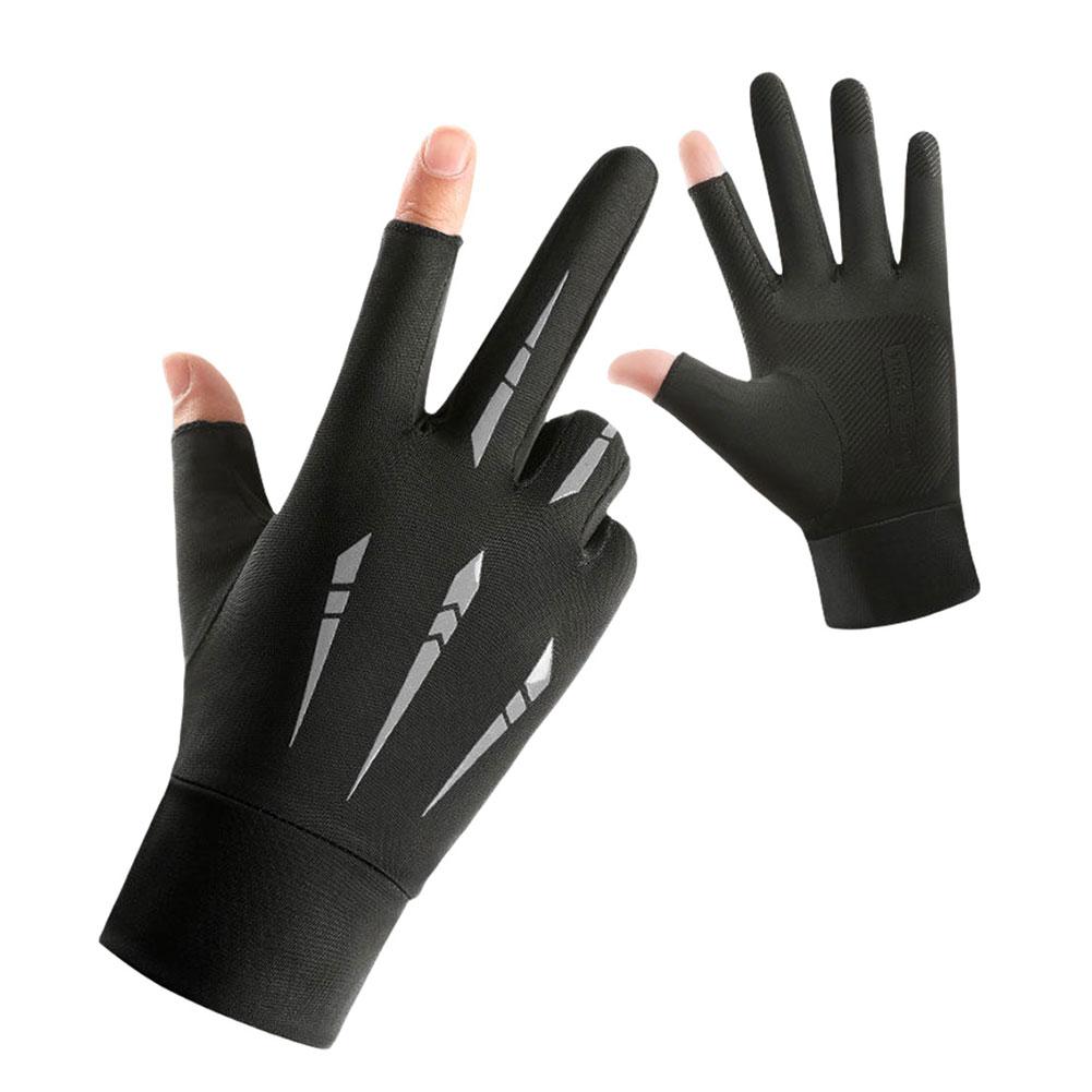 Men's Summer Fishing Gloves Ice Silk Non-Slip Sun Protection Motorcycle Gloves Outdoor Sports C K9H5