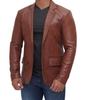 Business Party Brown Lambskin Handmade Formal Stylish 100% Leather Men Blazer