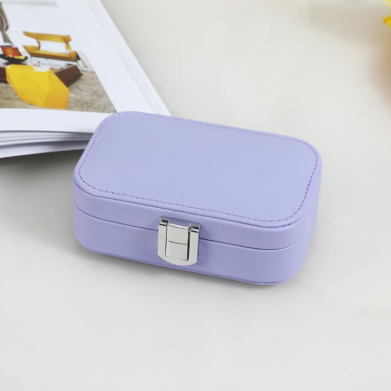 Pastel Double-layer Jewelry Storage Box for Earrings, Rings, and Necklaces - Portable PU Case