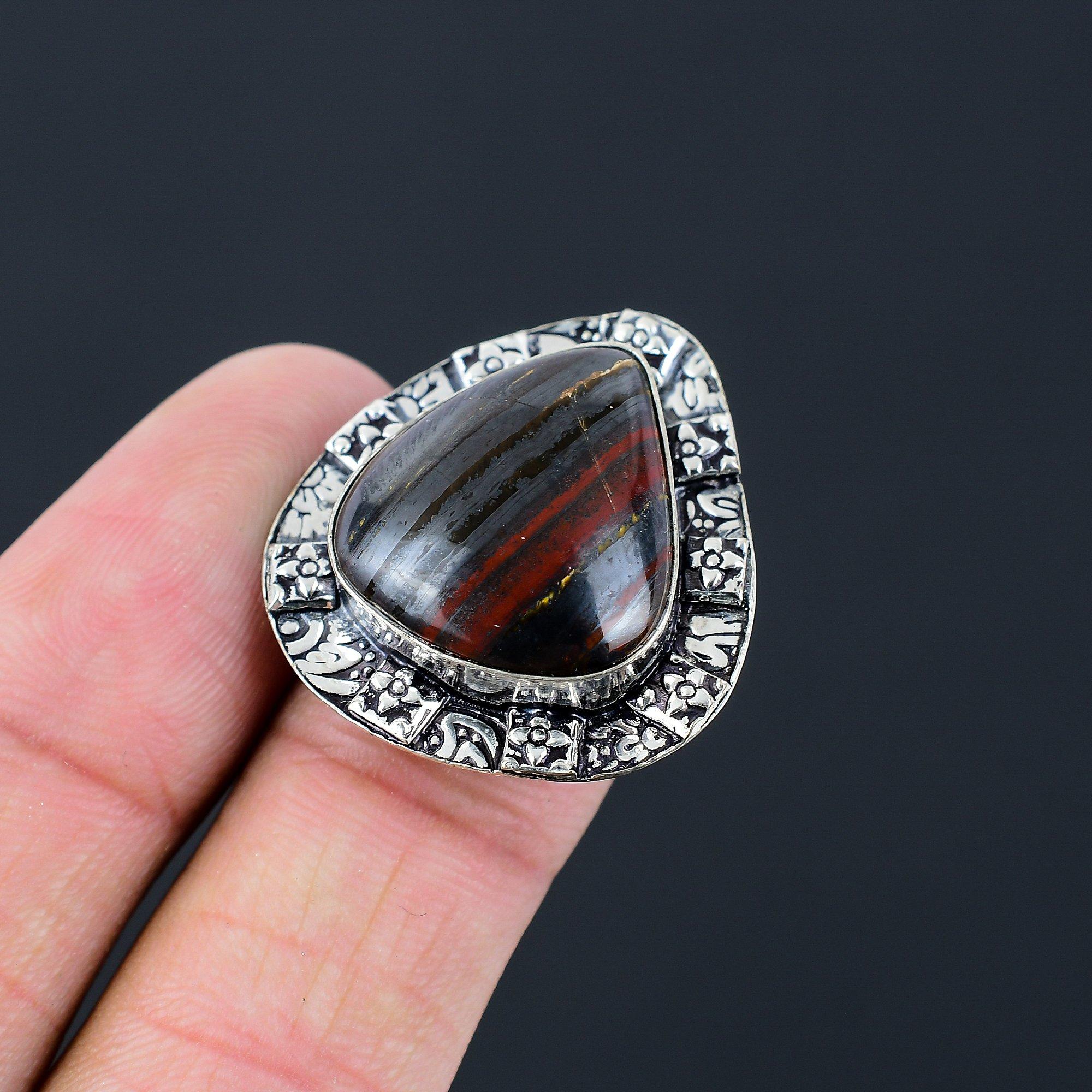 Natural Iron Iron Tiger Eye Multi Stone Ring Size 7 925 Silver For Girls 7