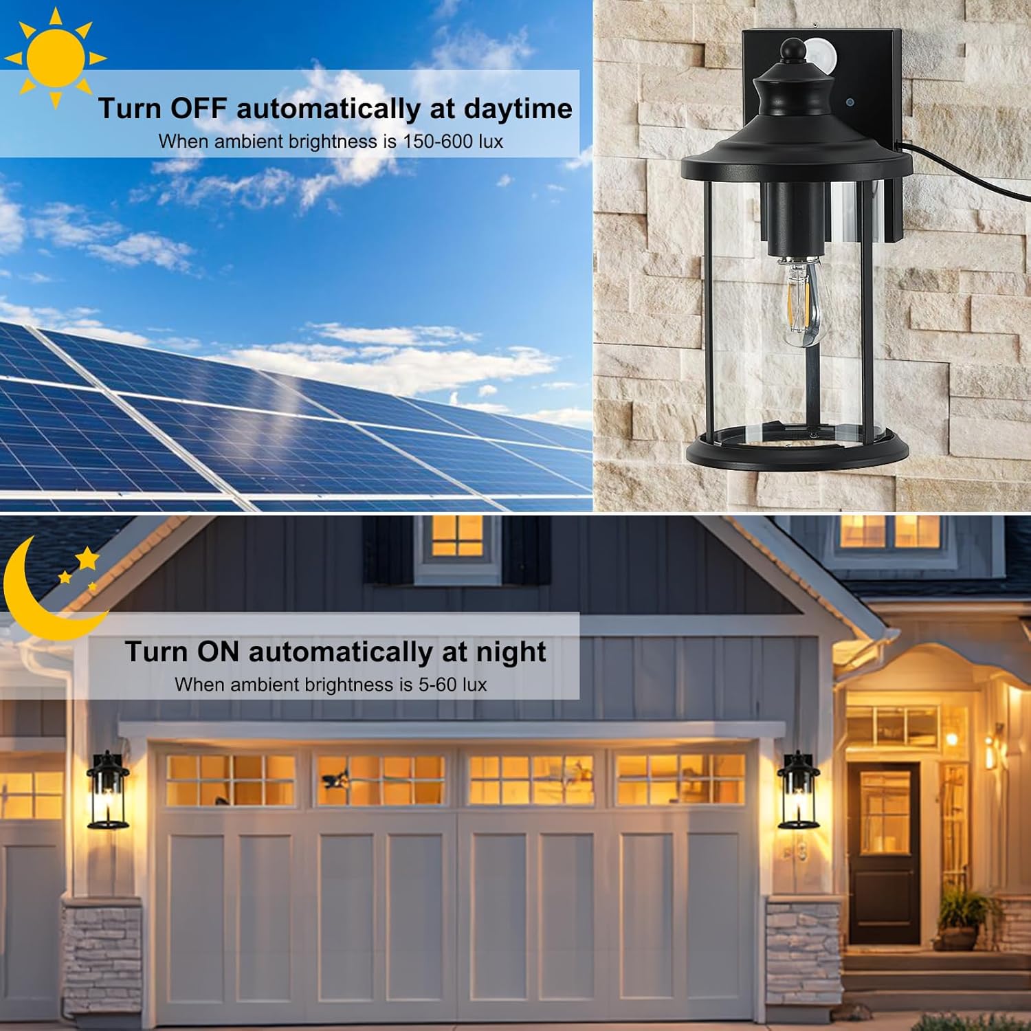 

Outdoor Solar Wall Lantern, Dusk to Dawn Motion Sensor, Waterproof, Replaceable Battery & Panel, Black (1 Pack) 1 Pack чёрный