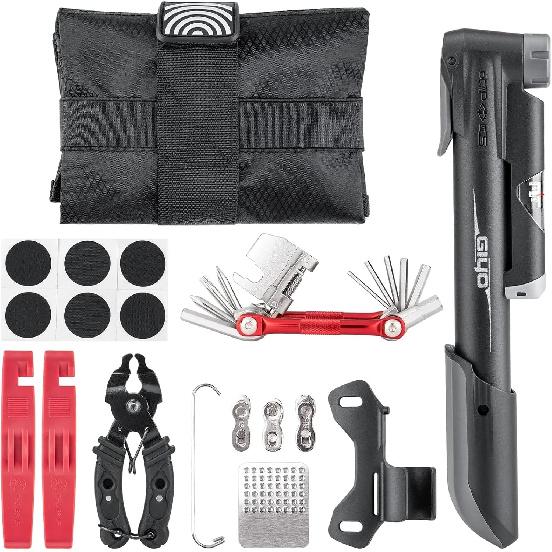 Bicycle Repair Tool Kit with Bike Pump & Saddle Bag - Bike Tool Kits for Repair and Maintenance at Home or on the Road - Bike Tire Repair Kit