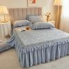 3 stücke Kleine Blumenmuster Plüsch Bett Rock Winter Dicke Volant Rand Tagesdecke Matratze Schutzhülle Anti Slip Bettlaken