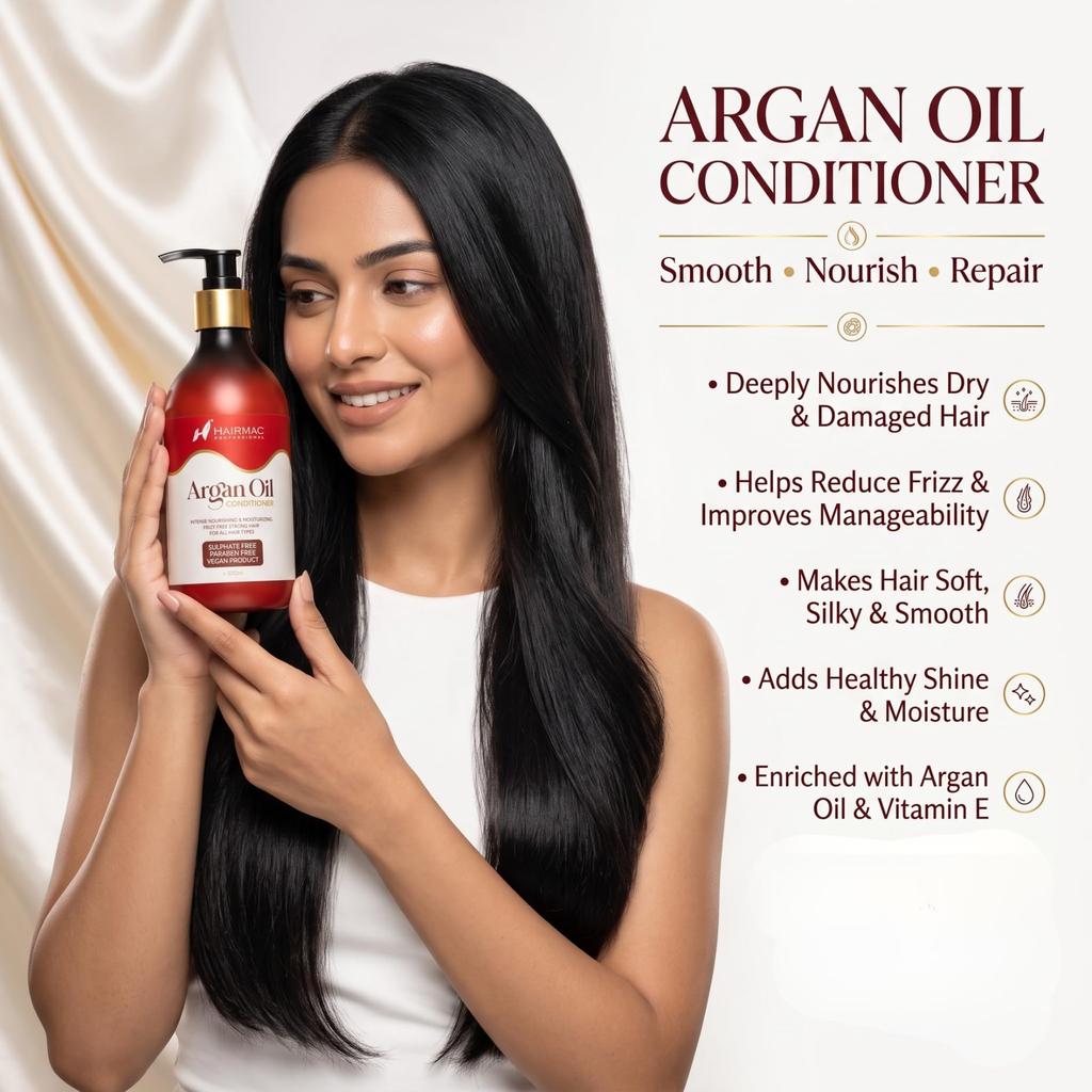 HAIRMAC Argan Nourish Duo – Argan Oil Shampoo + Conditioner | Deep Nourishment & Smooth, Shiny Hair