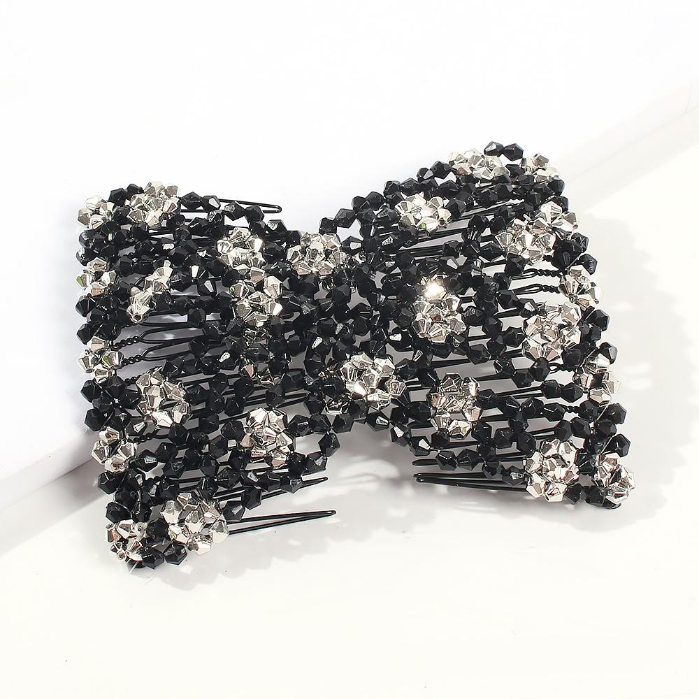 Peigne Magique Vintage Double Pince Extensible Épingles à Cheveux Perles pour Coiffure Femme