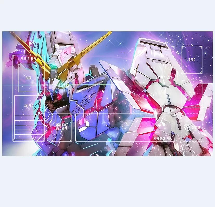 Pink Purple Glitter Unicorn Gundam Gundam Card Game Playmat Nonslip Waterproof Desk Mat