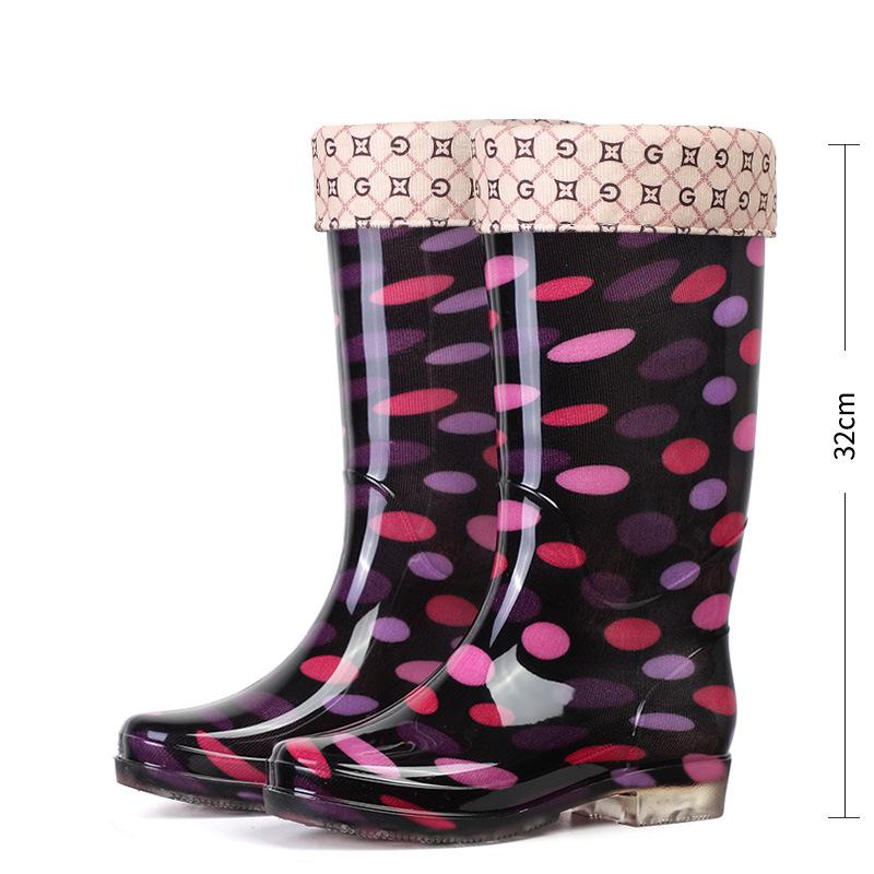 Módní holínky s květinovým potiskem, luxusní designérské dámské gumové boty, vodotěsné pracovní protiskluzové zahradní galoše pro ženu, PVC lovecké boty