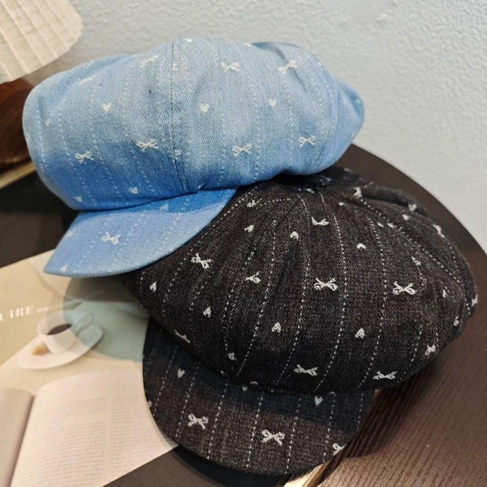 Japanese Octagonal Cap Cloud Newsboy Cap Fashion Retro Bow Beret  Streetwear