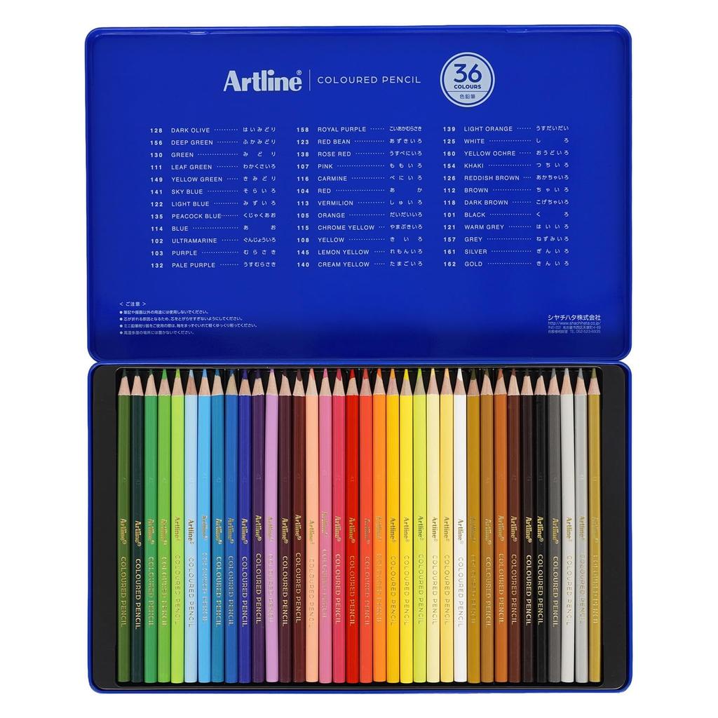 Shachihata Artline Colored 36 Pencils, Colors, KCP-36C/H