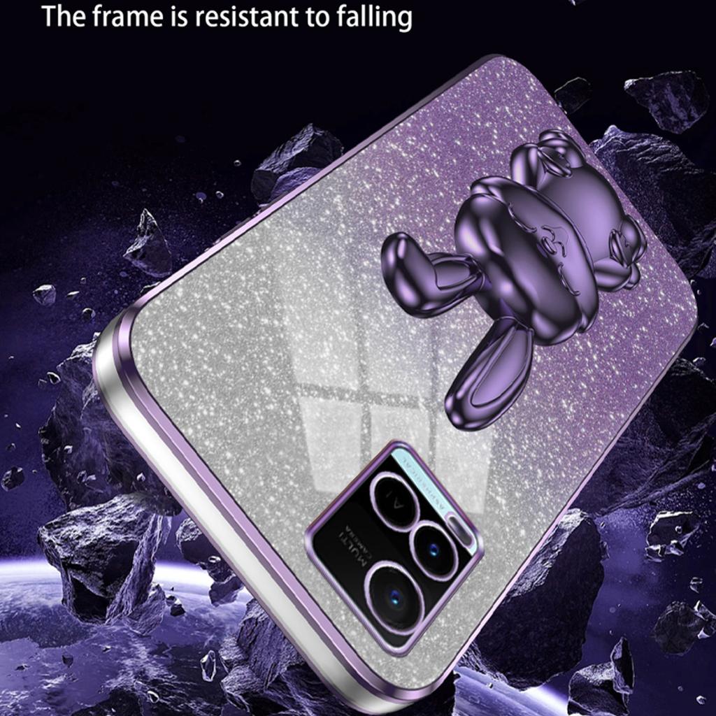 For vivo Y32 4G/Y21/Y33s/Y21s Slim Case Rabbit Design PC+TPU Kickstand Phone Case