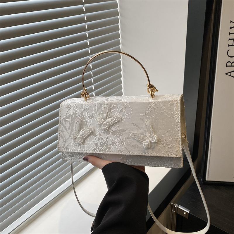 Butterfly embroidery fresh spring and summer tide fashion messenger handbag bag women's shoulder messenger small square bag