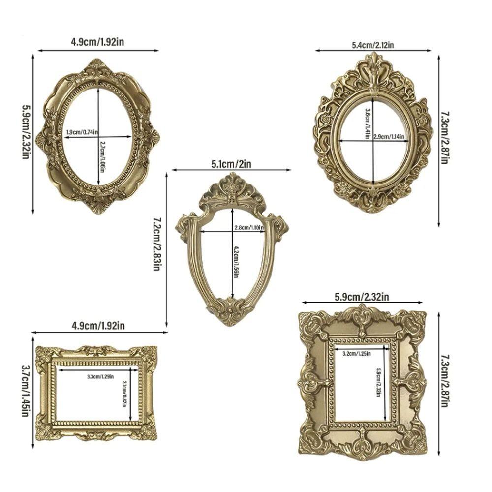 5Pcs Vintage Resin DIY Shadow Box Frame Gold DIY Mini Photo Frames Memory Display Frames Gifts