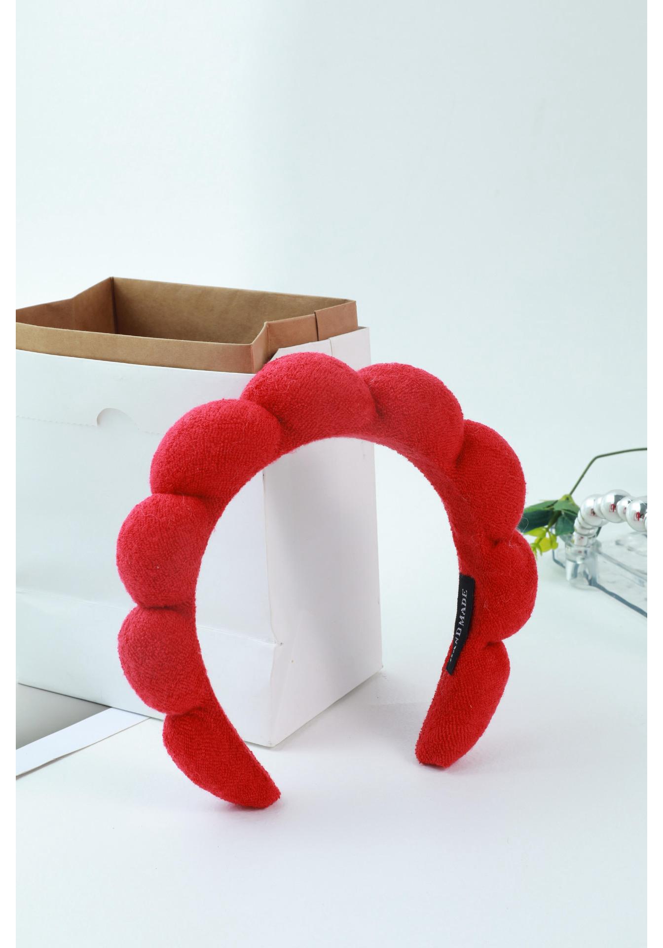 

Women s Sponge Cloud Headband and Wristband Set – High Skull Top, Towel Velvet Braided Style красный